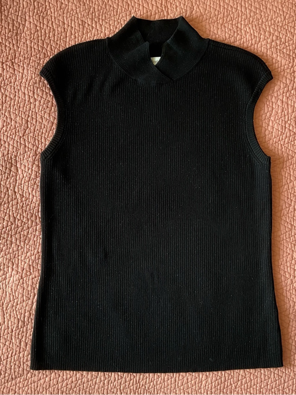 Coldwater Creek Black Ribbed Sleeveless Mock Neck Shell, silk - Picture 8 of 10